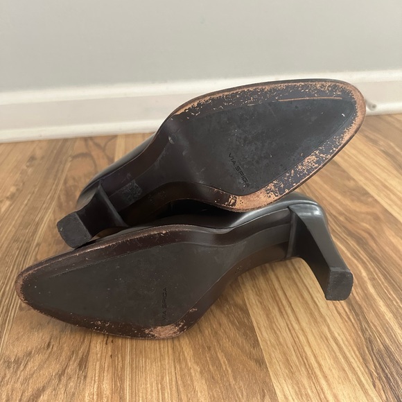 Via Spiga Almond Toe Bootie, Brown Leather, 4" Heel, Sz 10 M Made In Italy - Picture 6 of 11